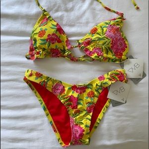 VYB swimsuit set | yellow floral bikini | color: yellow/pink | top: M bottom: S